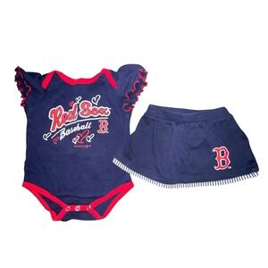 Boston Red Sox Girl's Infant Outfielder Bodysuit & Skirt Set Genuine Merch 6/9M